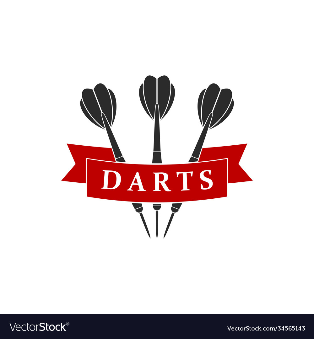 Darts label sports emblem and symbol isolated