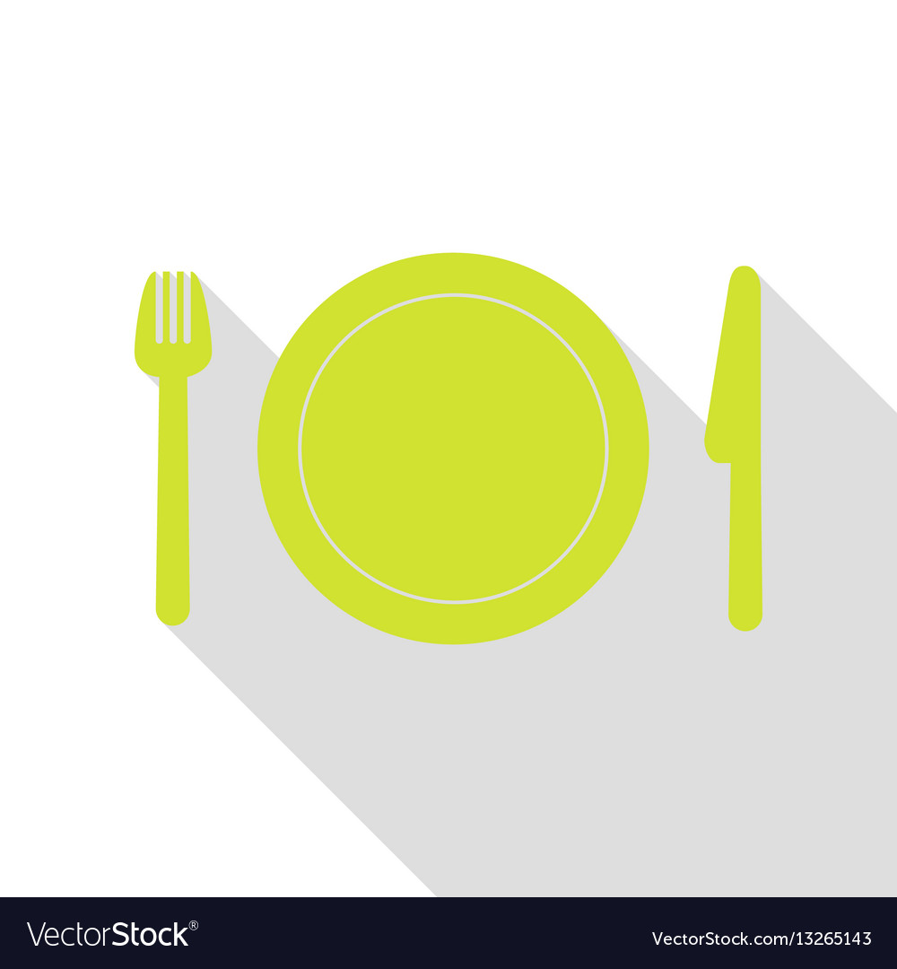 Fork plate and knife pear icon with flat style