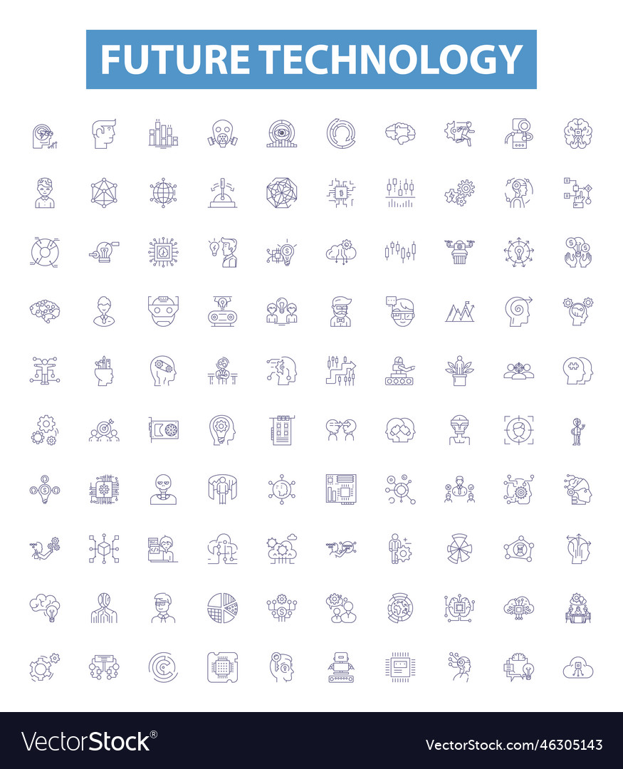 Zukunft Technologie Linie Icons Zeichen gesetzt