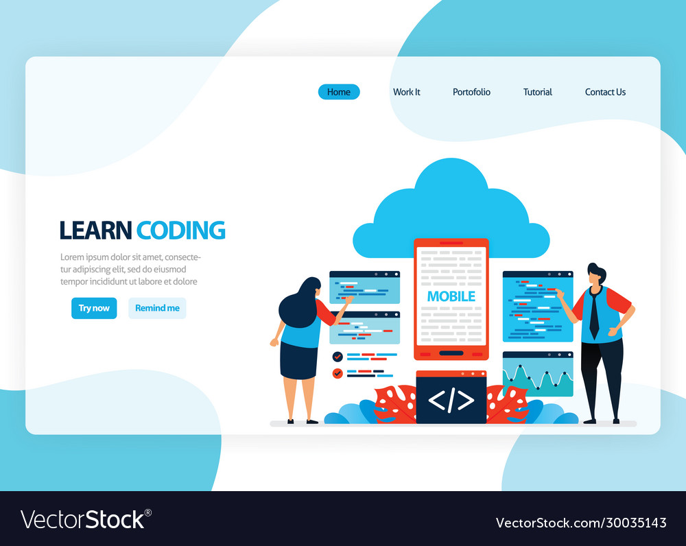 Homepage for learning programming and coding vector image Homepage for learning programming and coding
