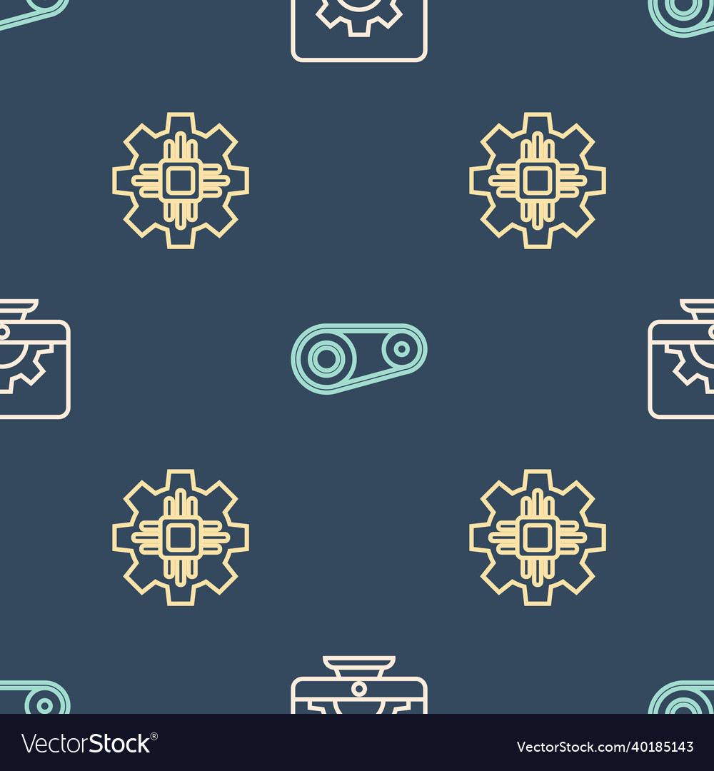 Set line computer monitor and gear processor vector image Set line computer monitor and gear processor