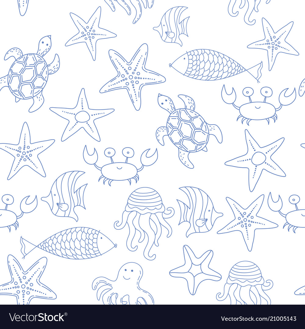 Summer Seamless Pattern With Seashells Royalty Free Vector