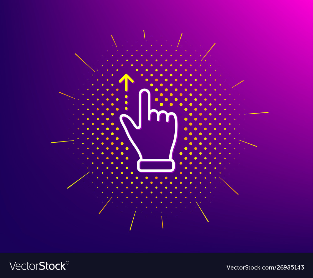 Touchscreen gesture line icon slide up arrow sign vector image Touchscreen gesture line icon slide up arrow sign