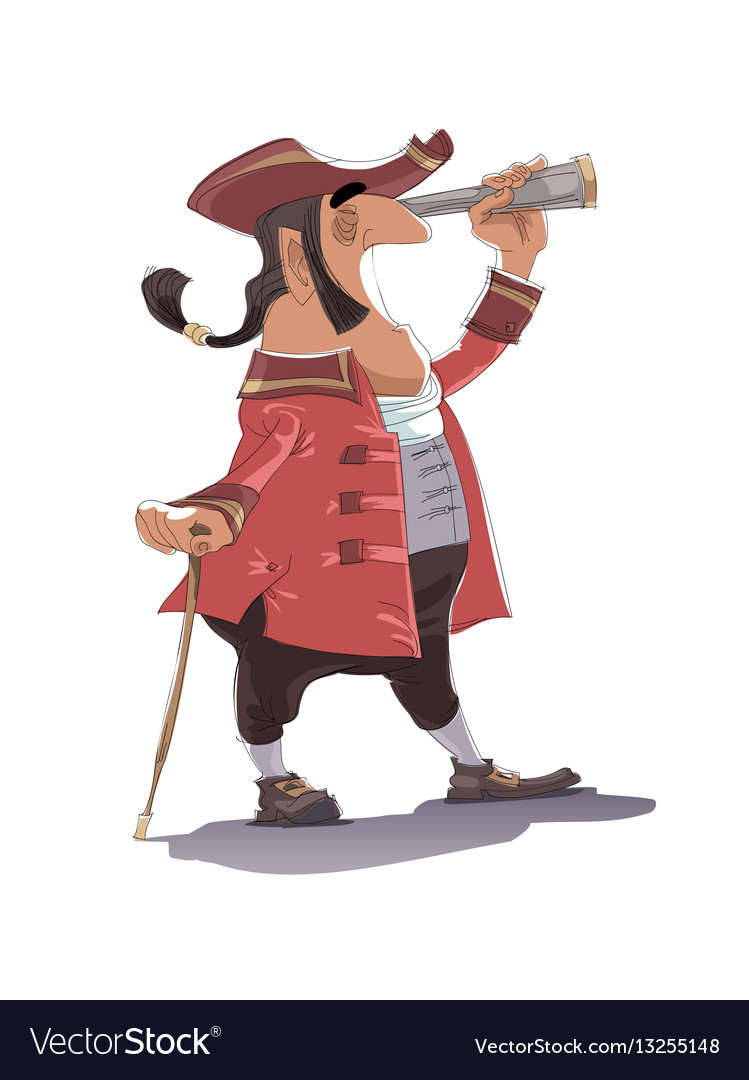 A Pirate Captain Is Looking Through Spyglass Vector Image