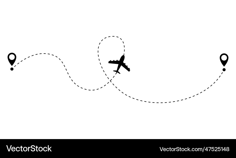 Airplane dotted route line path travel line shape Vector Image