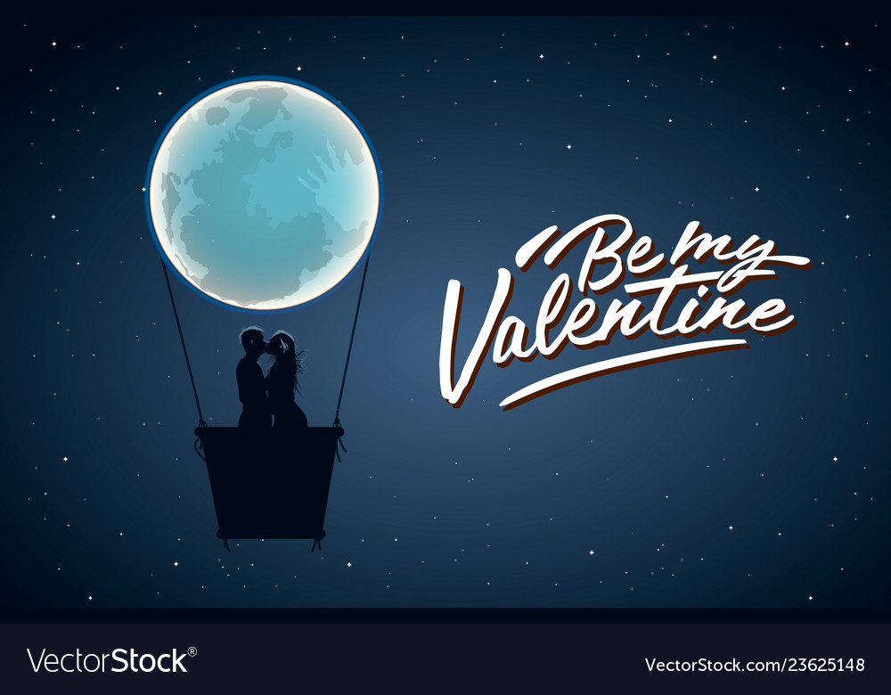 Be my valentine silhouette of loving couple vector image Be my valentine silhouette of loving couple