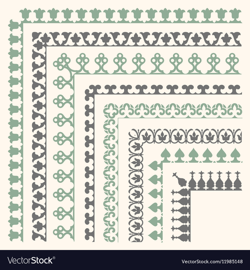 Download Decorative seamless ornamental border with corner Vector Image