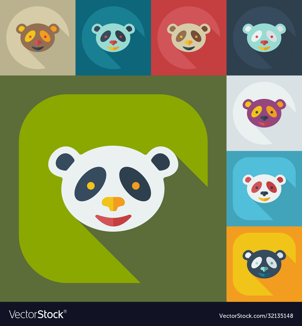 Flat modern design with shadow icons pandas Vector Image