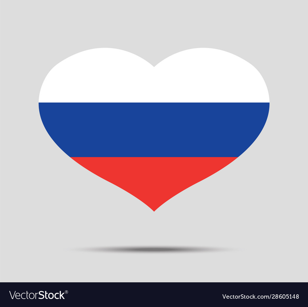 Heart symbol painted in russia national flag