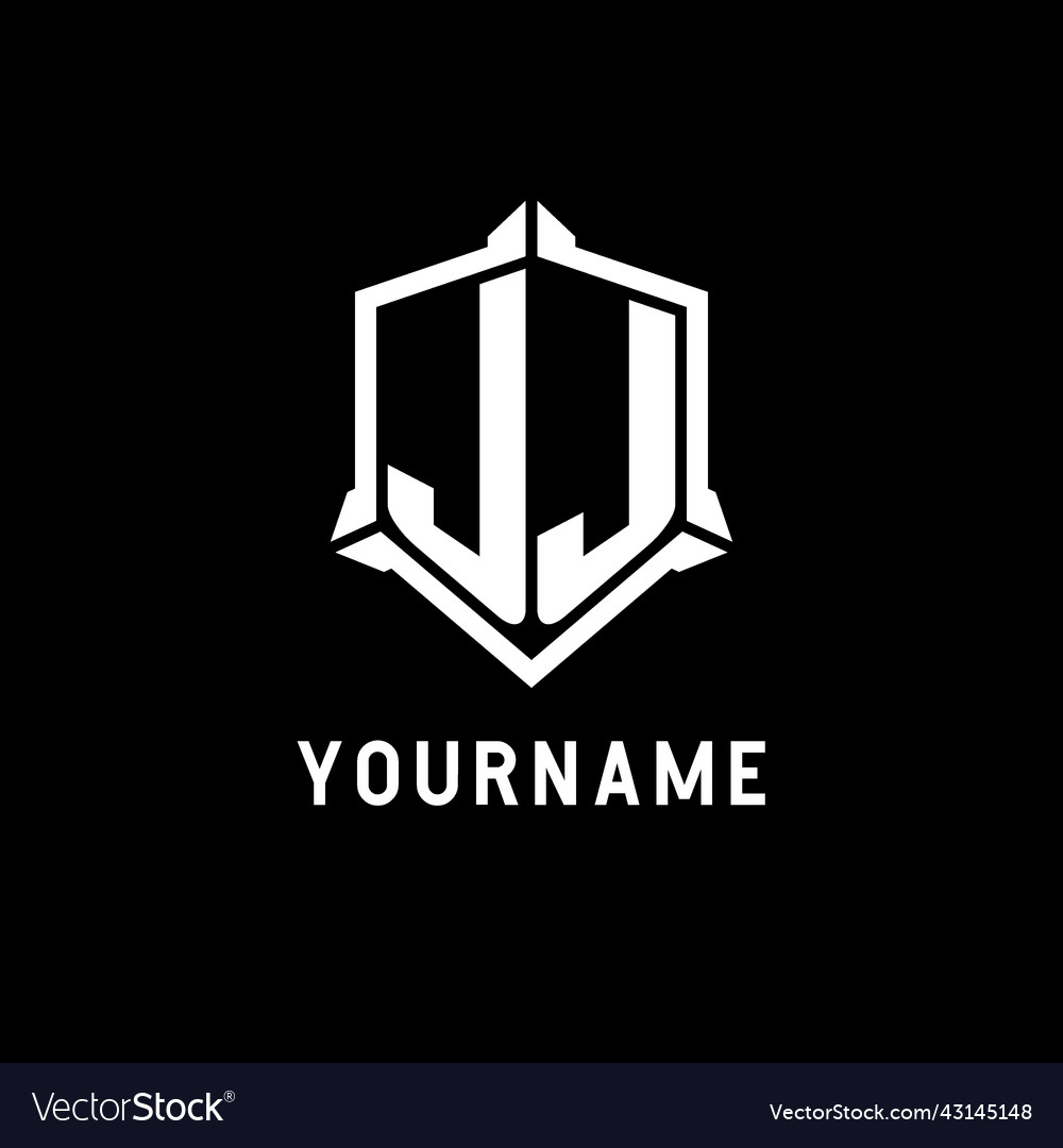 Jj logo initial with shield shape design style