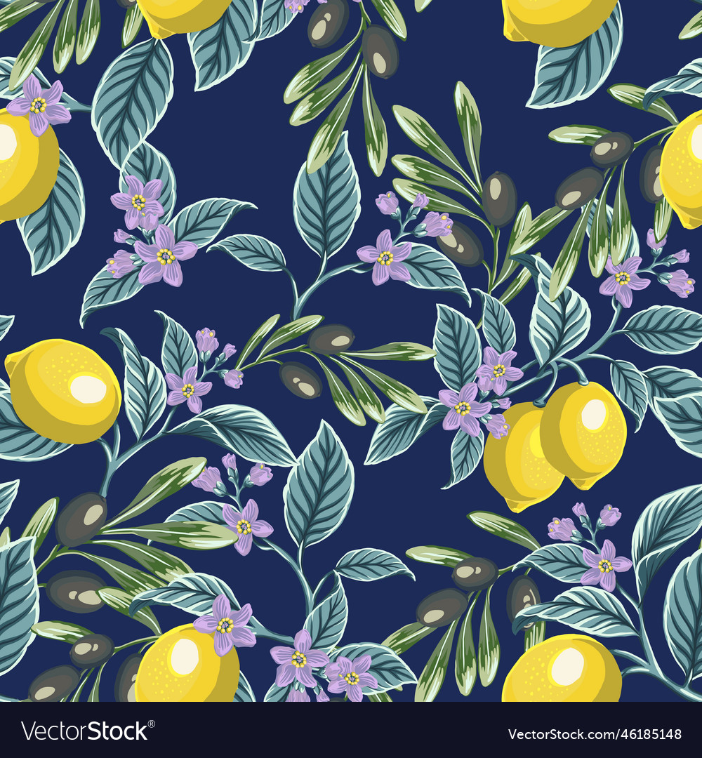 Lemon seamless pattern vector image Lemon seamless pattern
