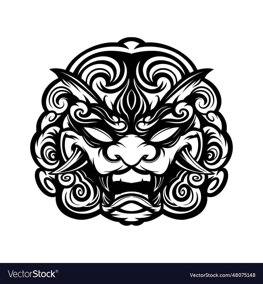 Lion head dragon head tattoo designhand drawn Vector Image