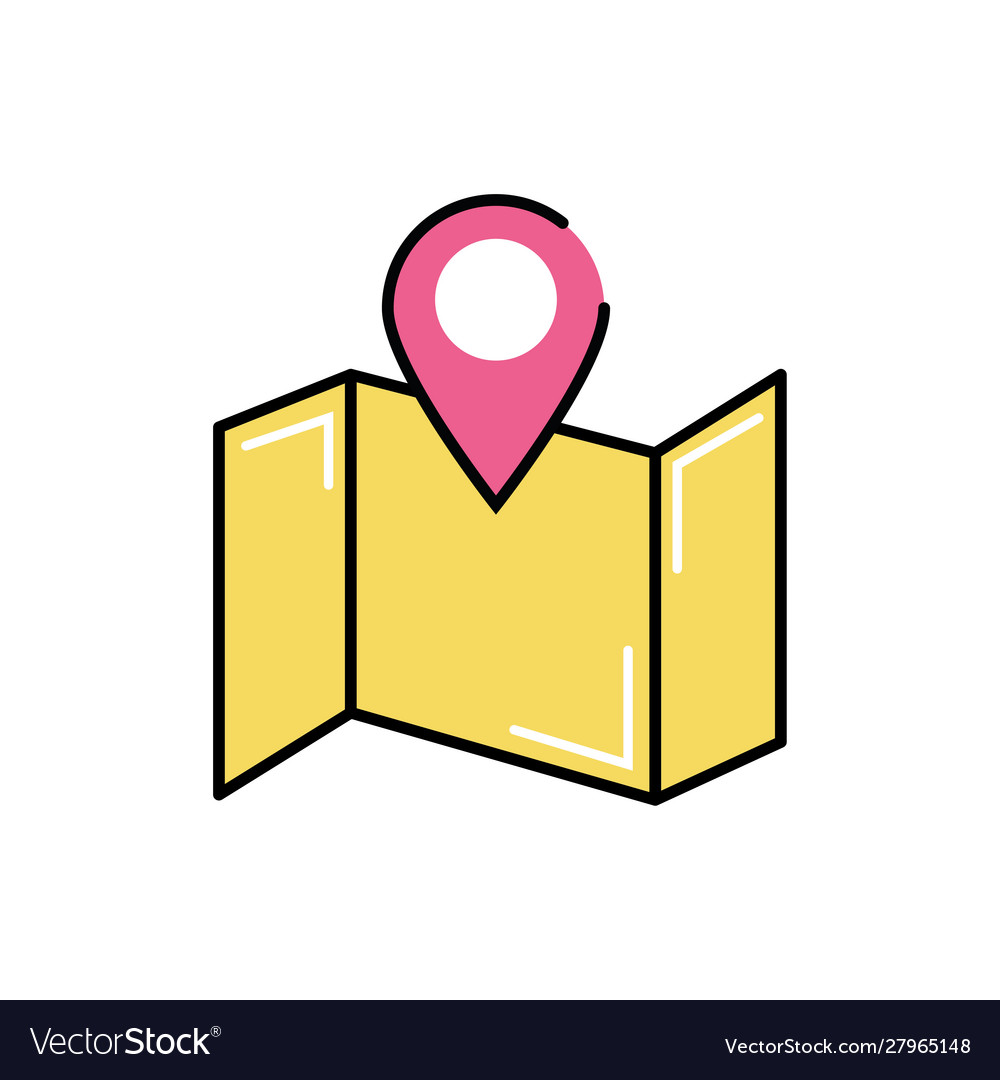Pin location mark in paper map Royalty Free Vector Image
