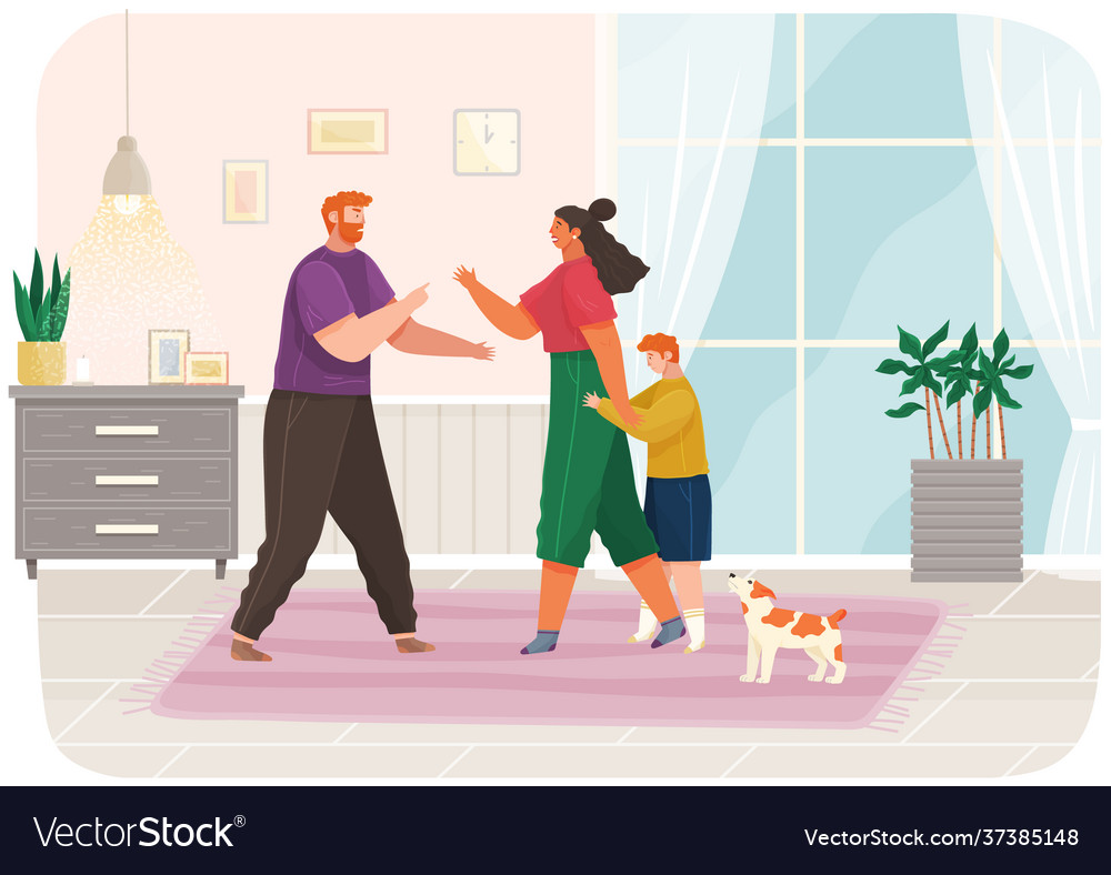 Problems and conflict in family fight arguing Vector Image