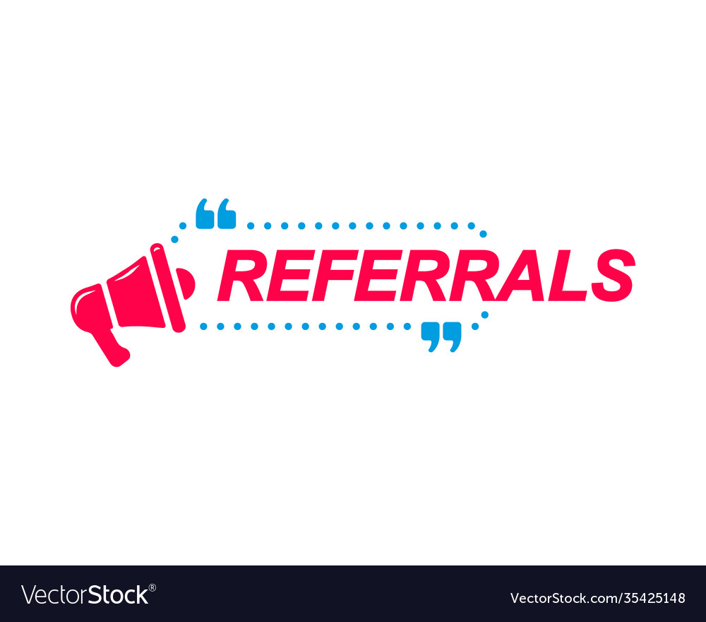 Referrals labels speech bubbles with megaphone