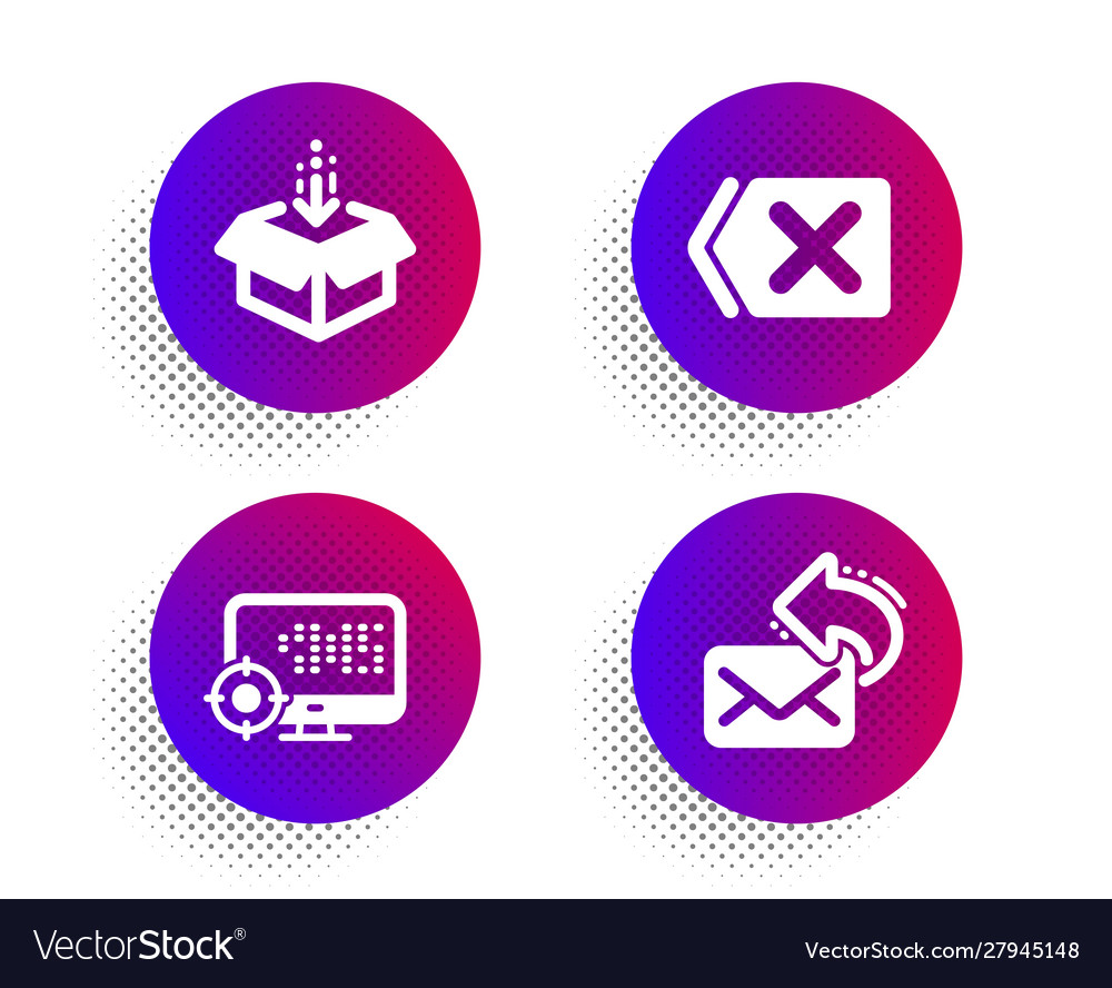 Remove get box and seo icons set share mail sign vector image Remove get box and seo icons set share mail sign
