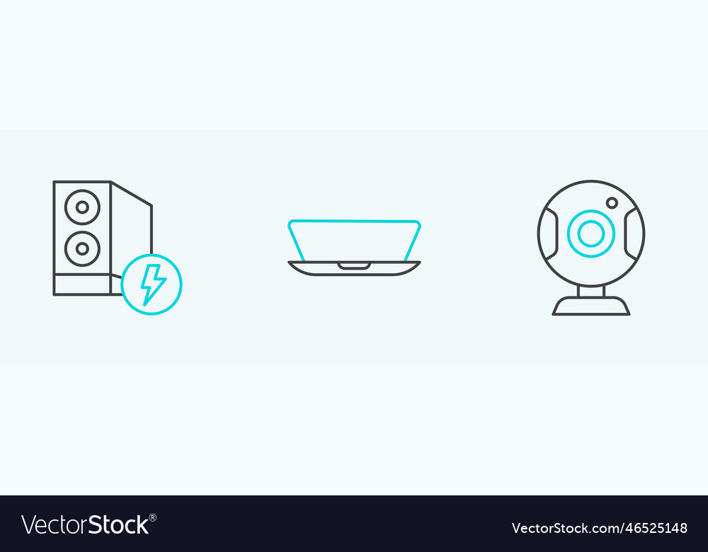 Set line web camera case of computer and laptop vector image Set line web camera case of computer and laptop