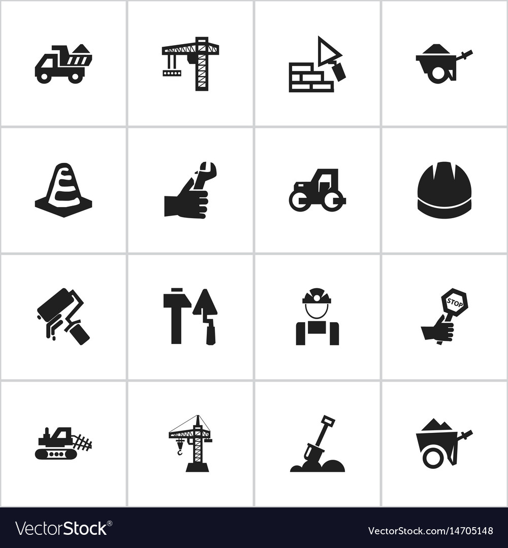 Set of 16 editable building icons includes