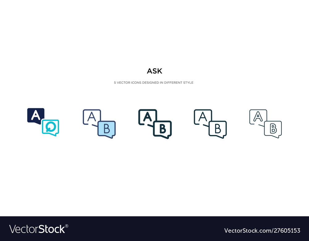 Ask icon in different style two colored vector image Ask icon in different style two colored