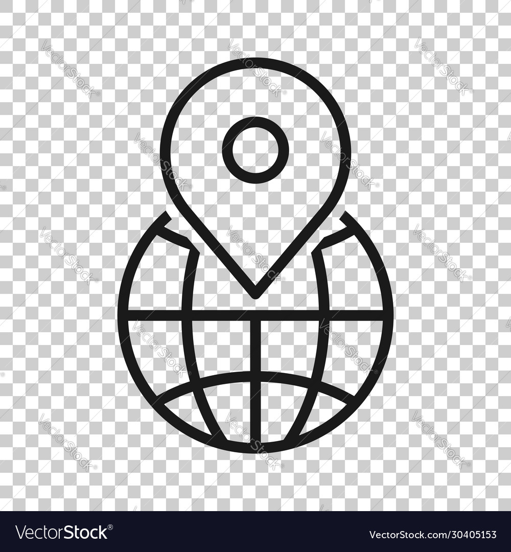 Global navigation icon in flat style globe pin vector image Global navigation icon in flat style globe pin