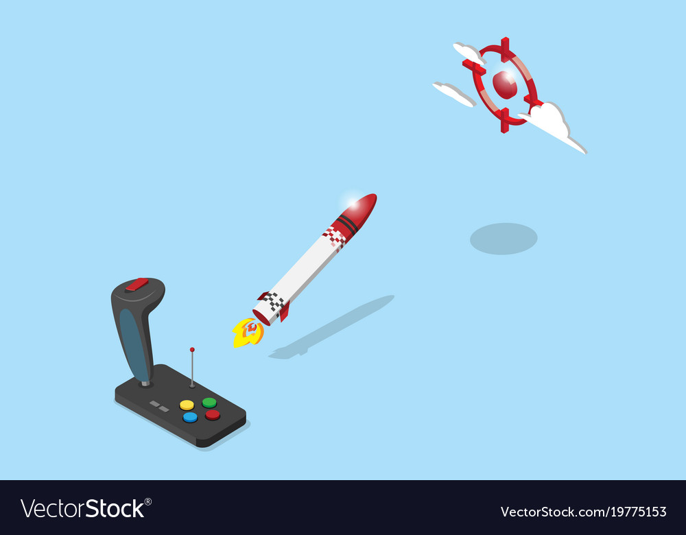 Joystick control rocket flying to red target