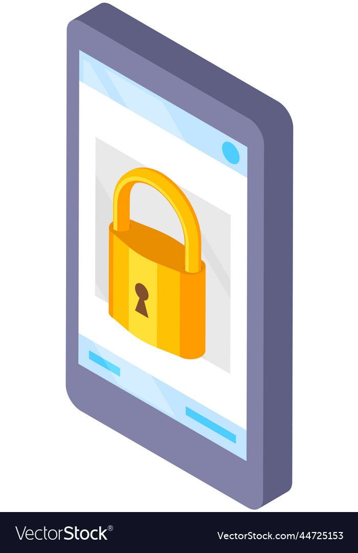 Mobile phone locked notification button password vector image Mobile phone locked notification button password