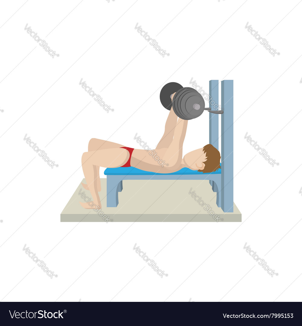 Muscle Man Trained In The Gym Bar Bench Press Icon