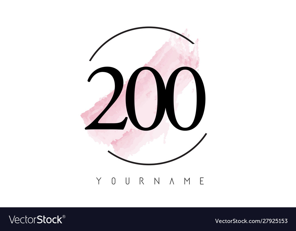 Number 200 watercolor stroke logo design