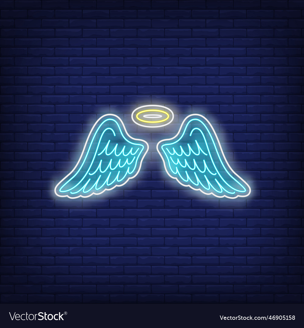 Angel wings neon sign Royalty Free Vector Image