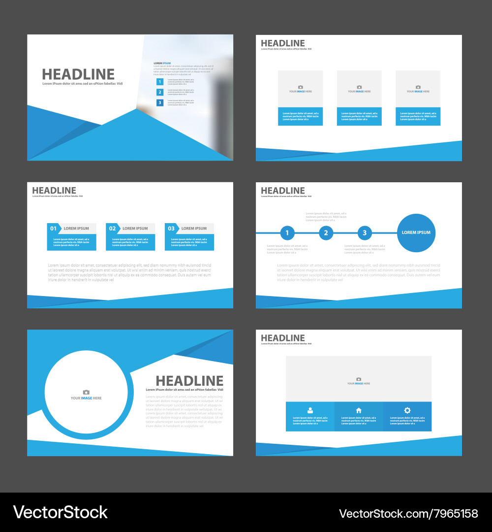 Blue presentation templates infographic elements Vector Image