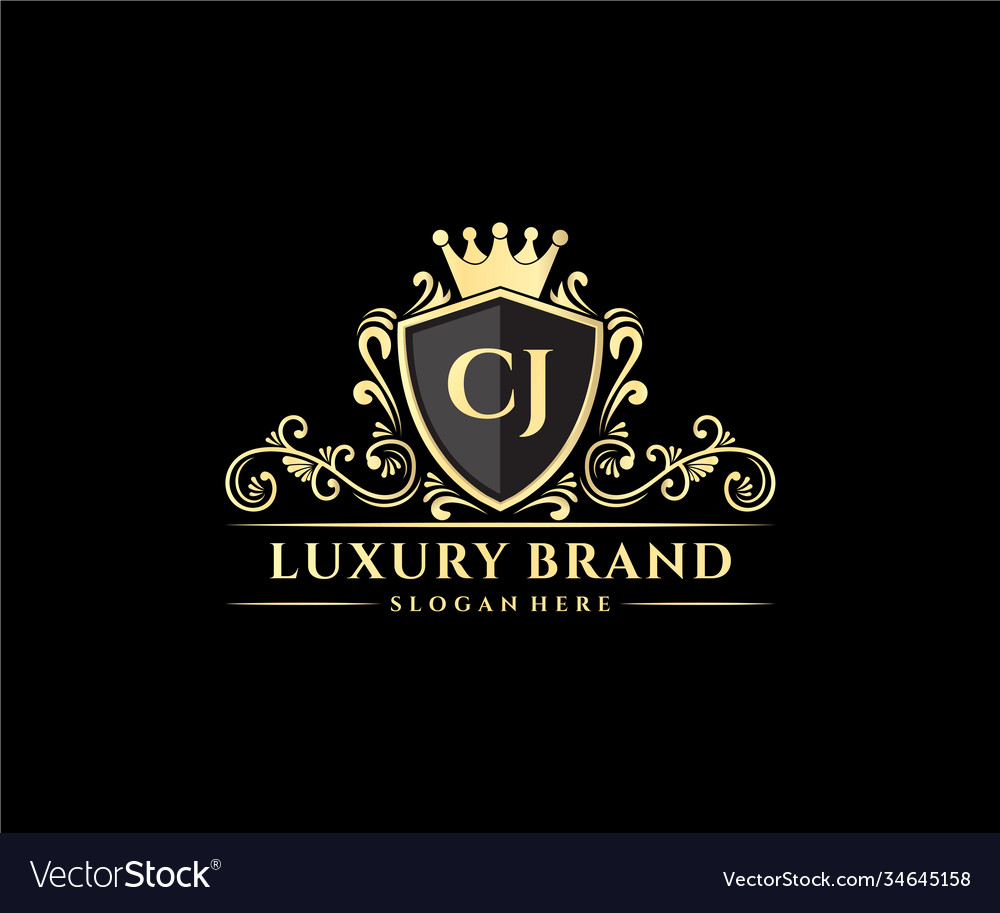 Cj initial letter gold calligraphic feminine Vector Image