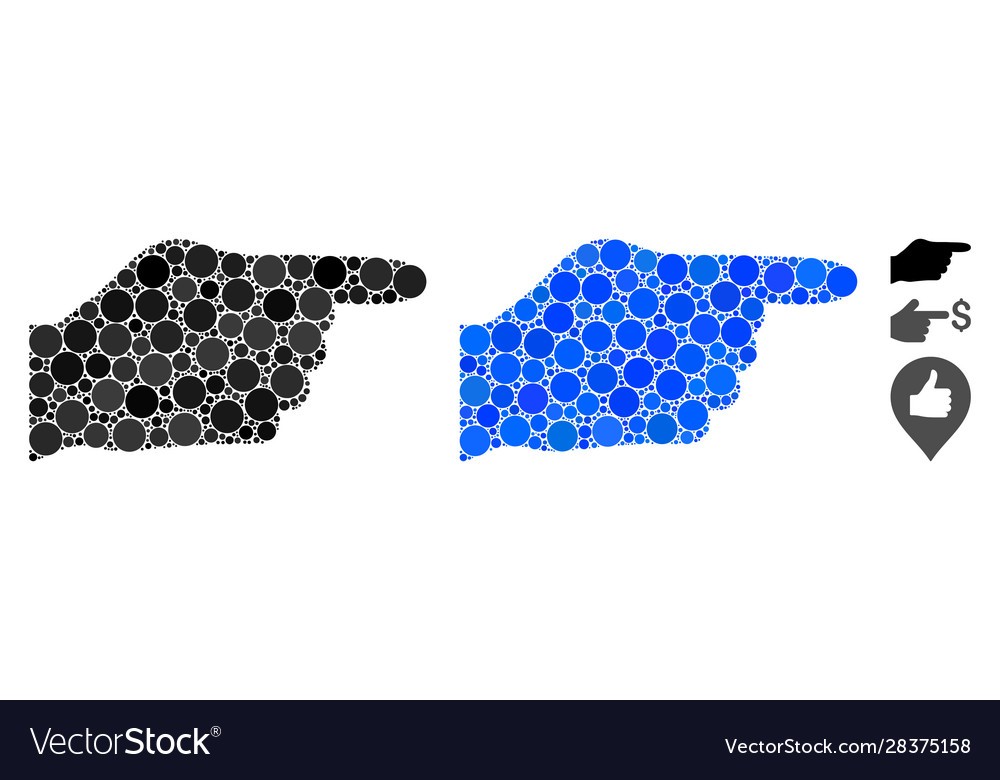 Hand pointer mosaic icon circles vector image Hand pointer mosaic icon circles