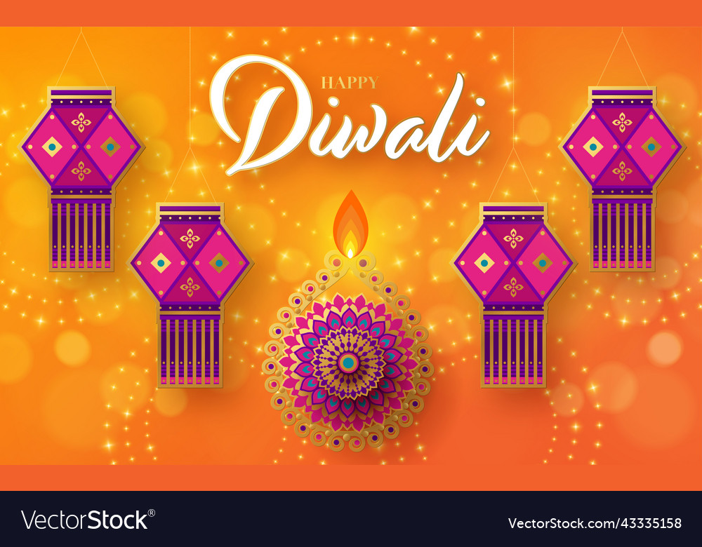 Happy diwali deepavali the indian festival Vector Image