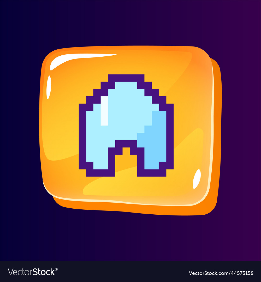Home glossy ui button with pixelated color icon vector image Home glossy ui button with pixelated color icon