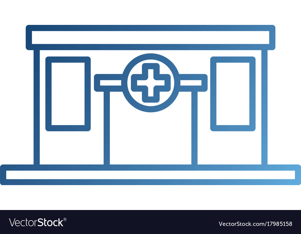 Hospital building medical center front view icon