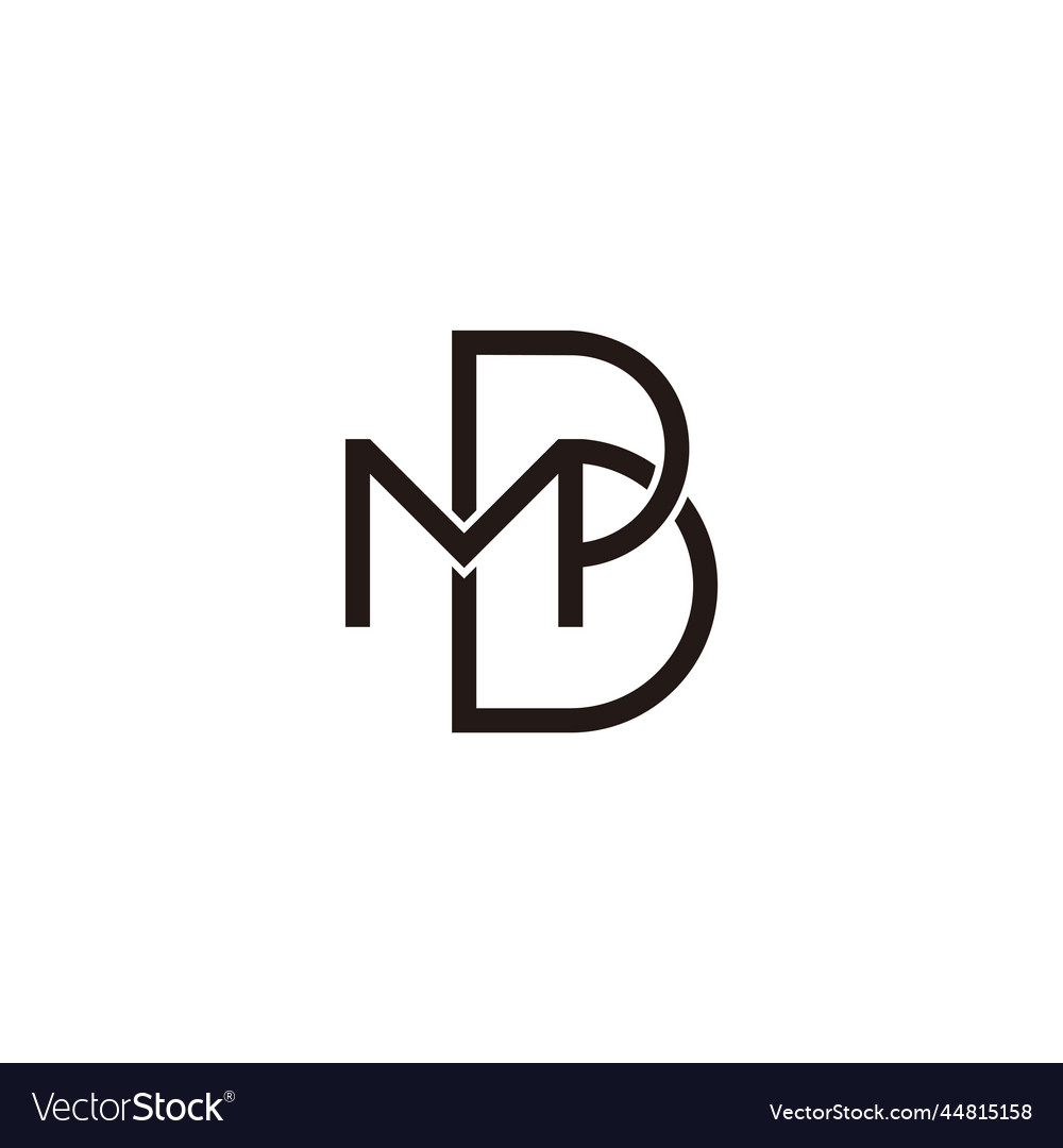 Letter mb simple geometric line logo Royalty Free Vector