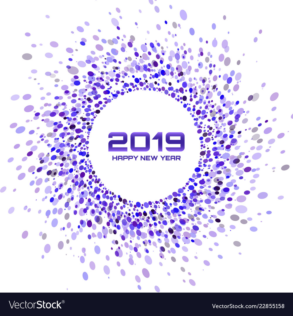 New year 2019 card christmas violet circle frame Vector Image