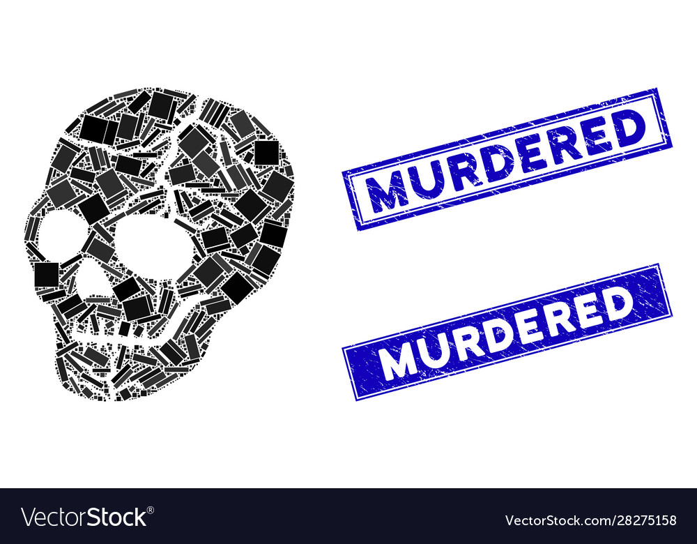 Old skull mosaic and distress rectangle murdered