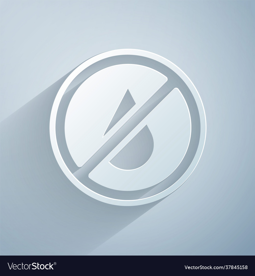 Paper cut no water icon isolated on grey