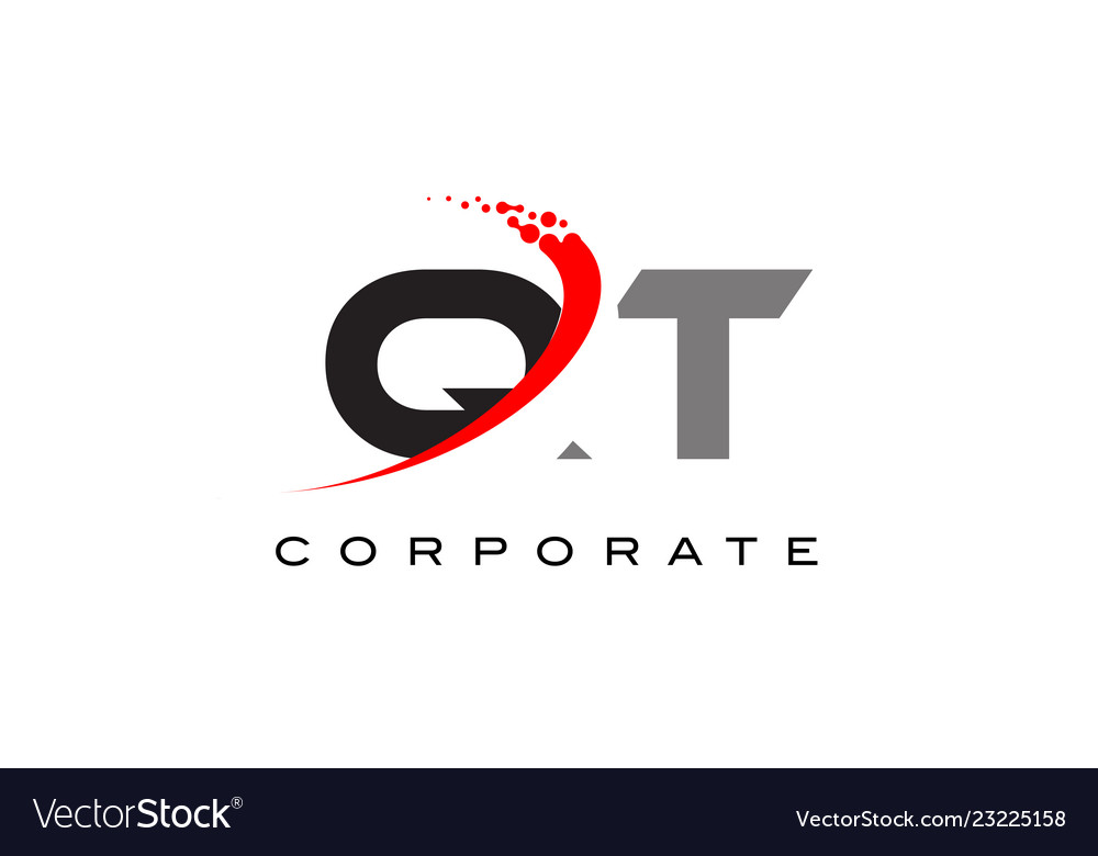 Qt modern letter logo design with swoosh Vector Image