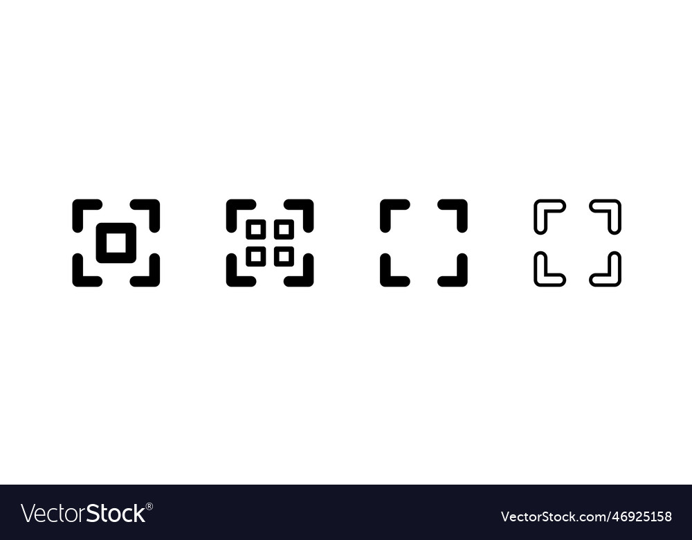 Scan icon set or qr code and data scanning