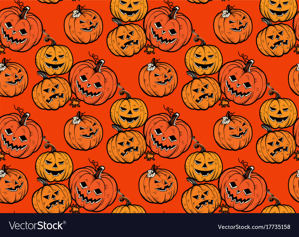 Seamless pattern with halloween pumpkins Vector Image