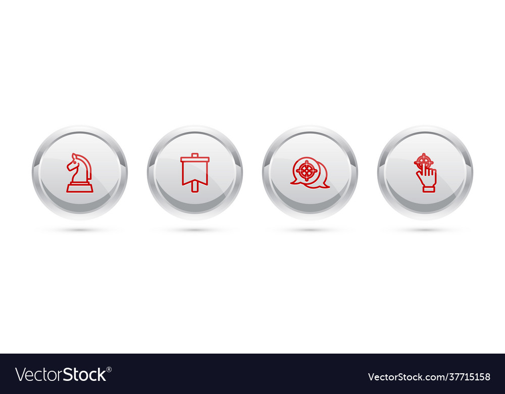 Set line chess flag target and silver circle