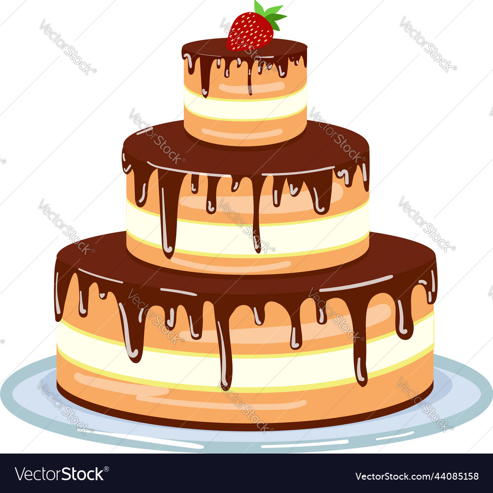 Strawberry birthday cake icon cartoon happy party Vector Image