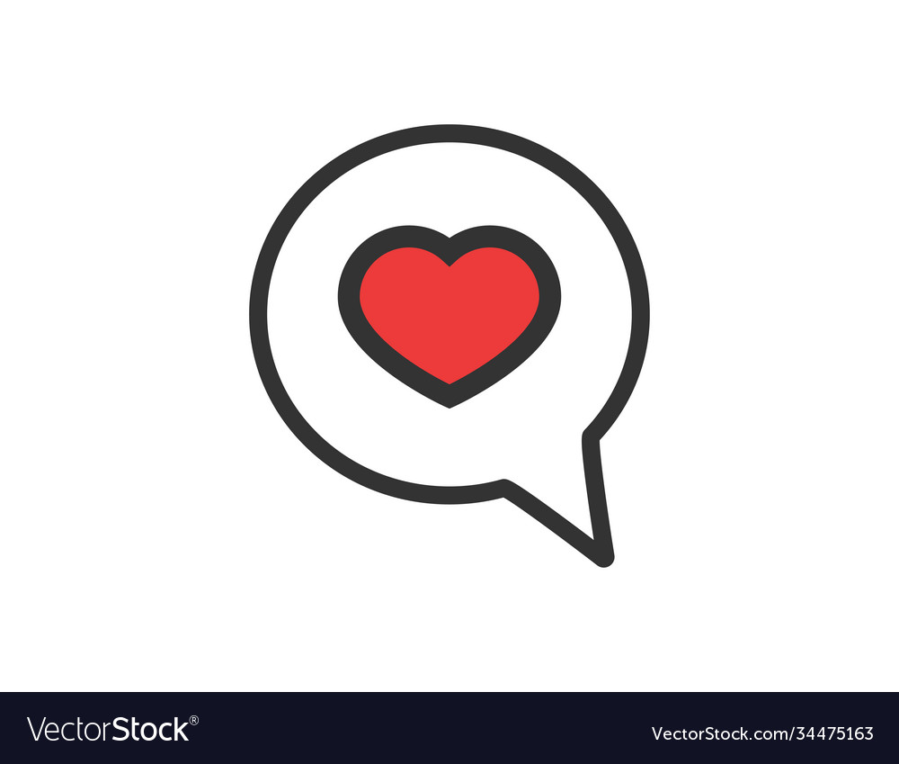 Bubble message with heart inside talk icon vector image Bubble message with heart inside talk icon