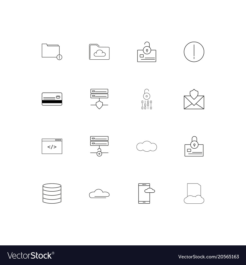 Cyber security simple linear icons set outlined