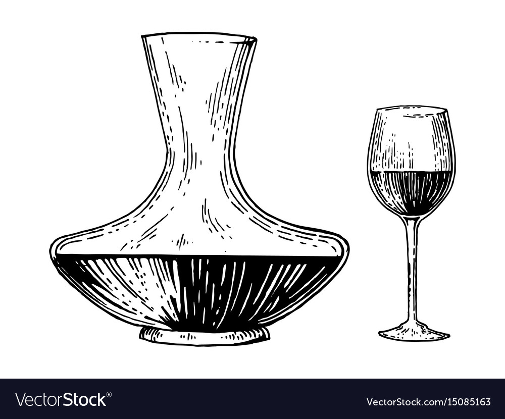 Decanter and wine engraving style