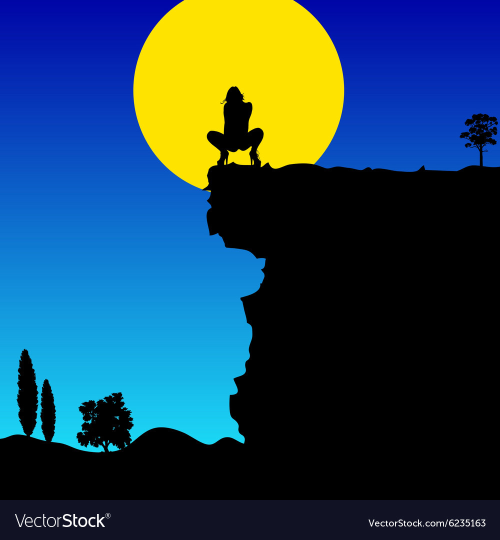 Girl on cliff color Royalty Free Vector Image - VectorStock