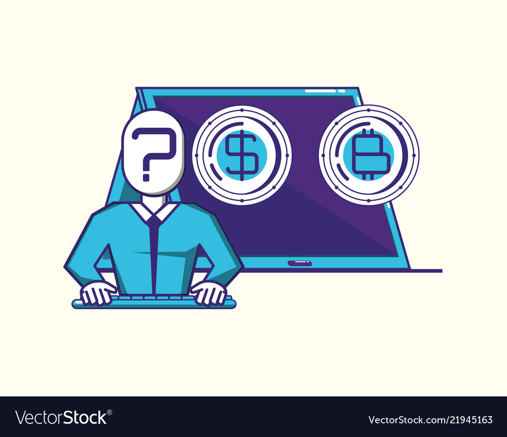 Man using keyboard fintech concept