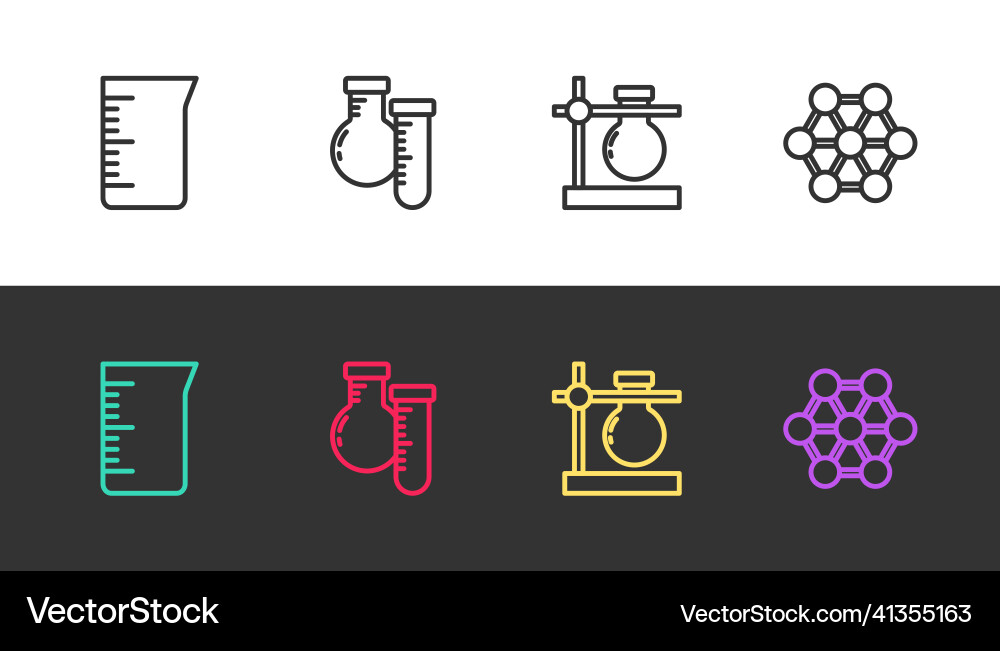 Set line laboratory glassware or beaker test tube Vector Image